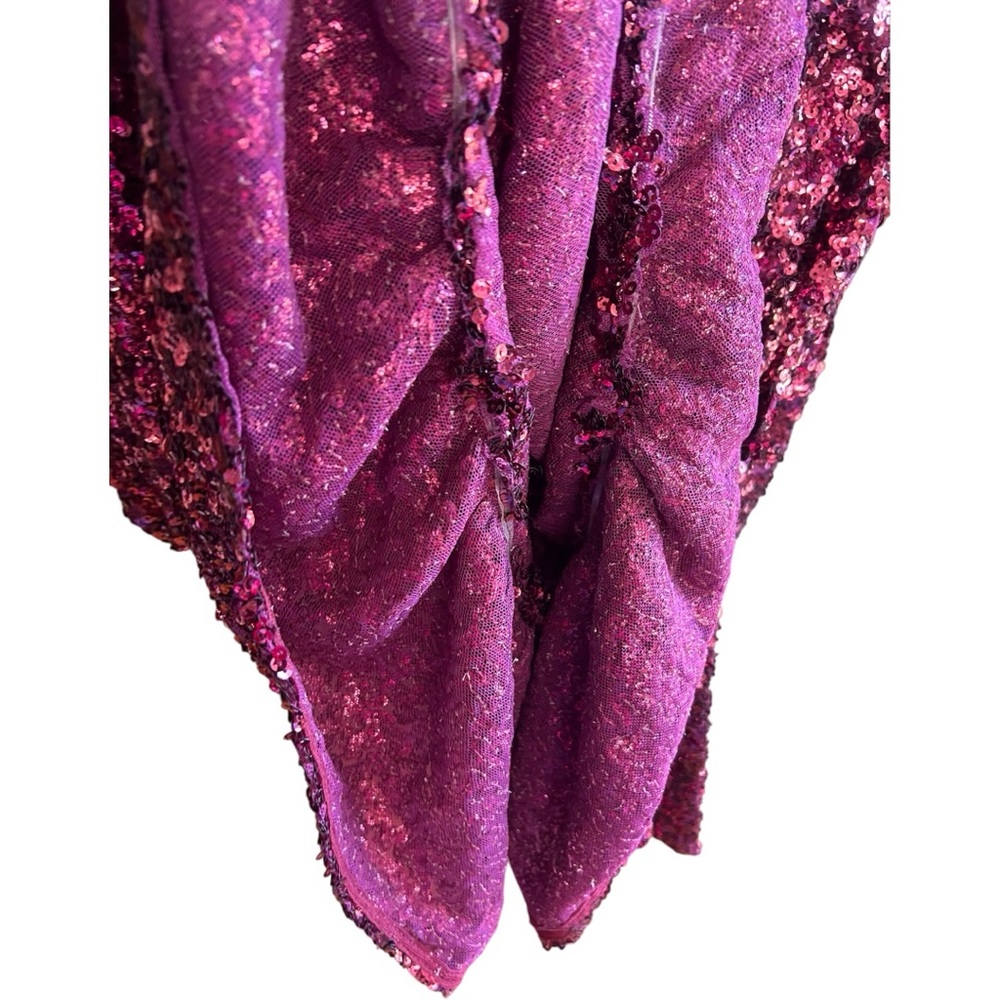 NWT Betsy & Adam burgundy sequin V-neck crossover dress with sash Sz 2 - Picture 6 of 8